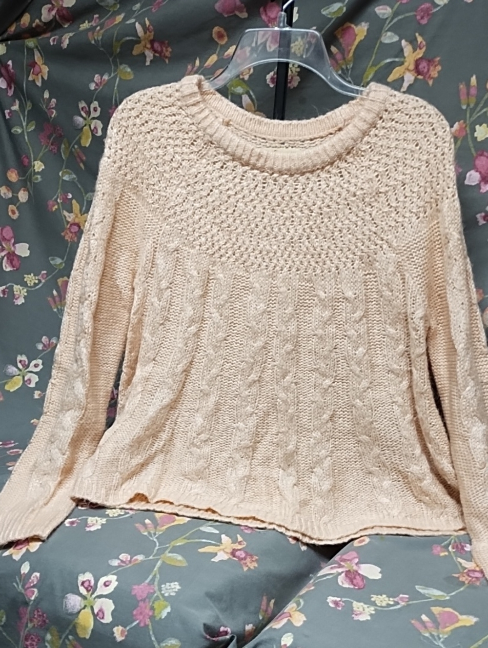 Women's Blush Pink Cable Knit Sweater